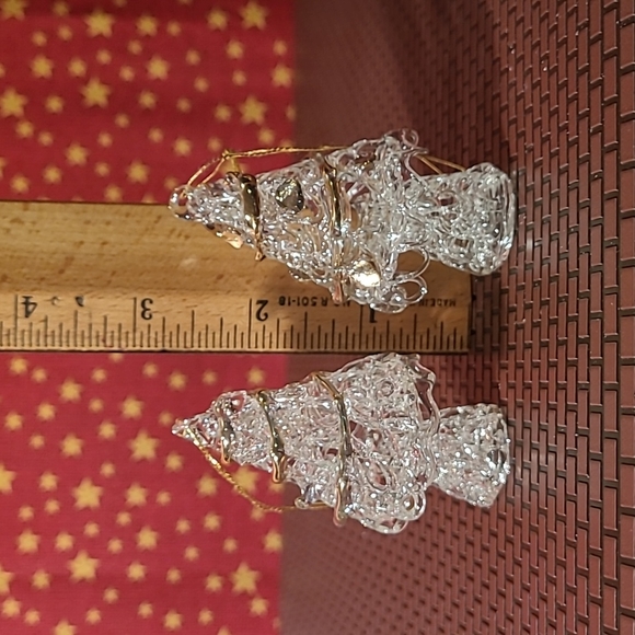 2 Hand Blown Spun Glass w/Gold Garland  Tree Ornaments - Picture 4 of 7